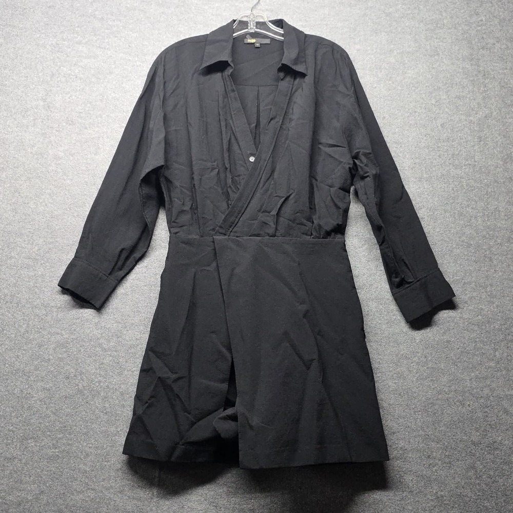 Maje Paris Black Straight Fit Wrap Neck Long Sleeve Playsuit Jumpsuit Size 40